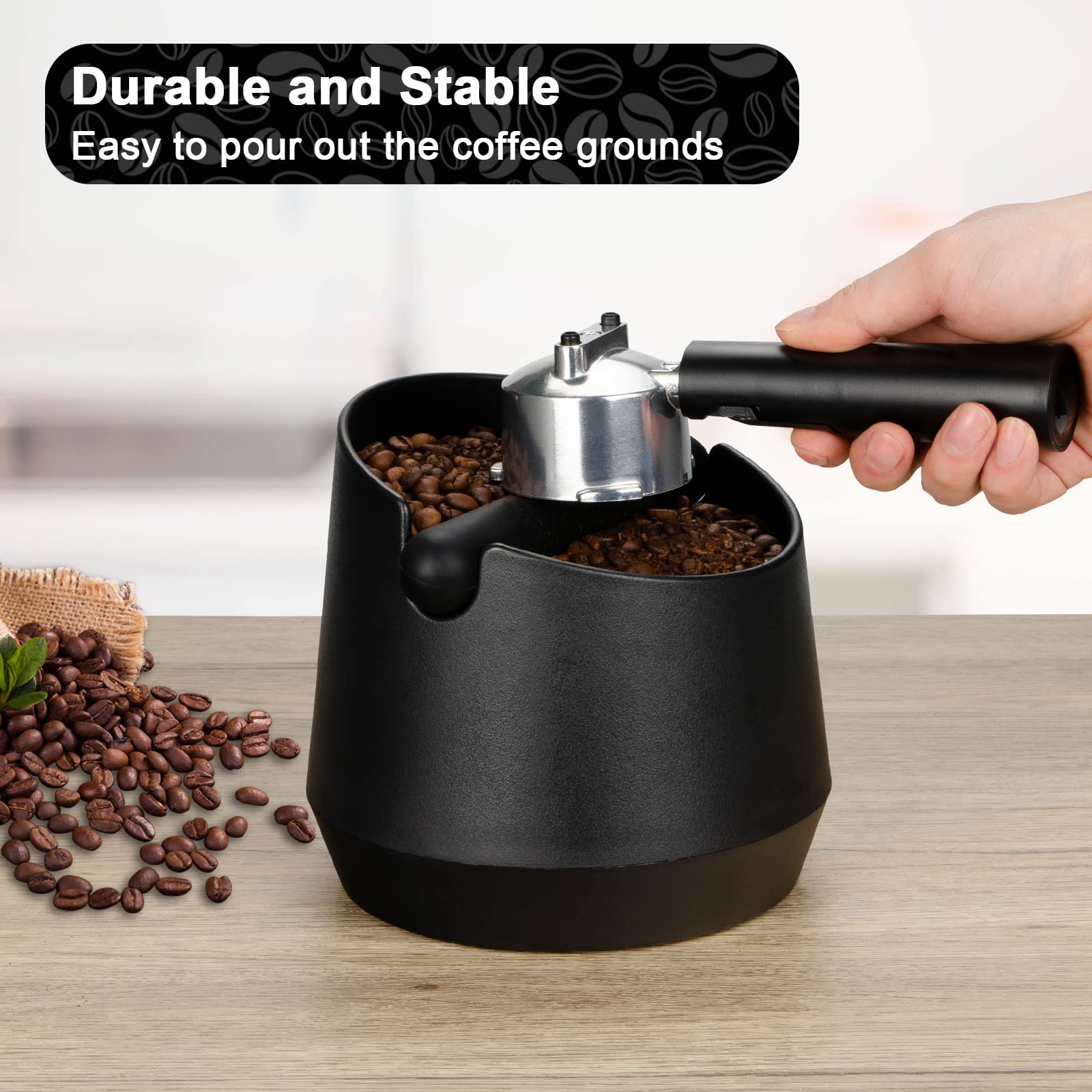 5.8 Inch Espresso Knock Box with Removable Knock Bar & Non-Slip Base - Shock-Absorbent Coffee Grounds Disposal for Barista & Home Use - Perfect for Espresso Machines & Coffee Shops (Round)