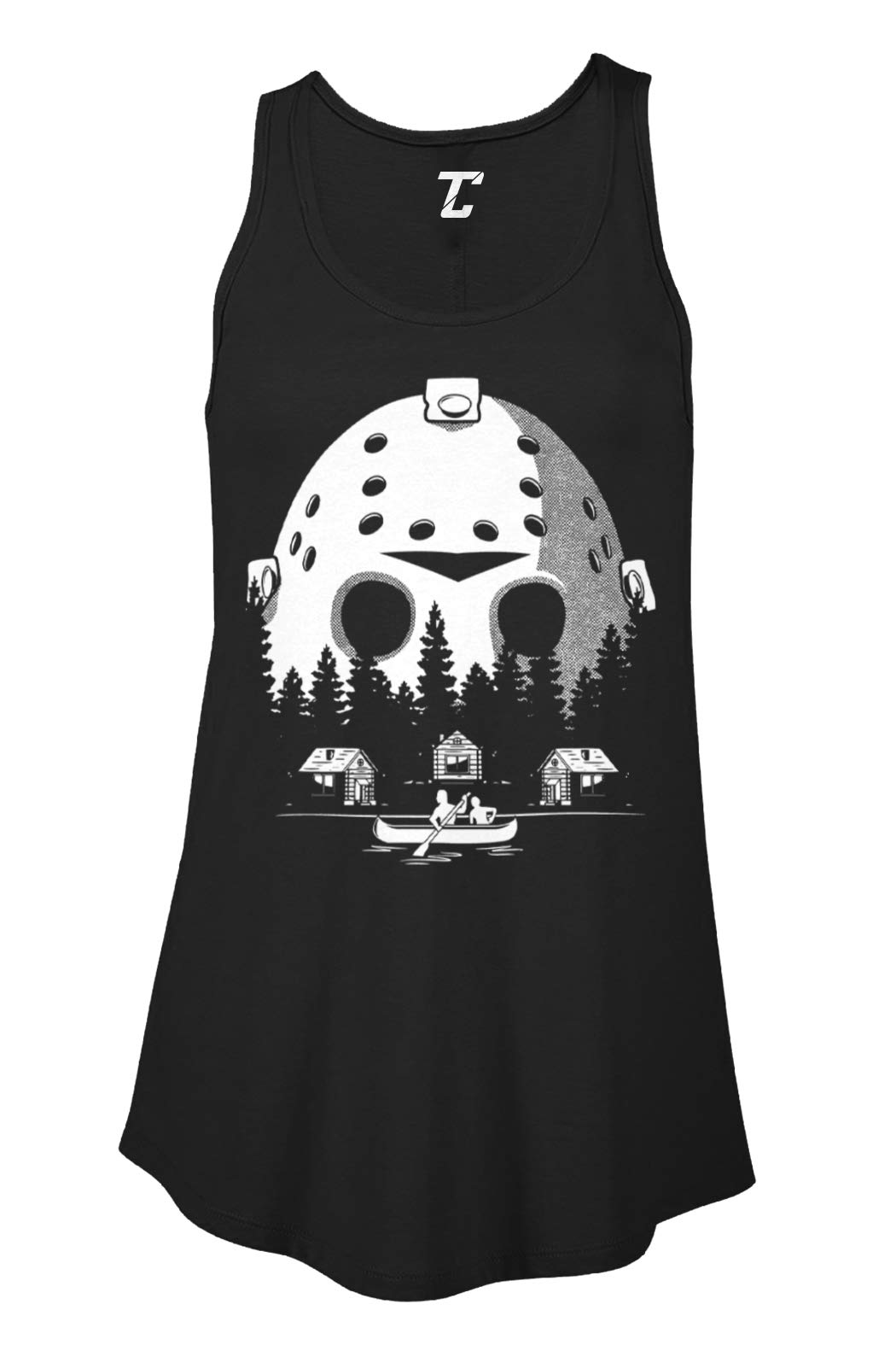 Jason Voorhees Hockey Mask Women's Flowy Tank Top - Camp Crystal Lake Horror Movie Fan Apparel - Perfect for Halloween Costumes & Horror Conventions