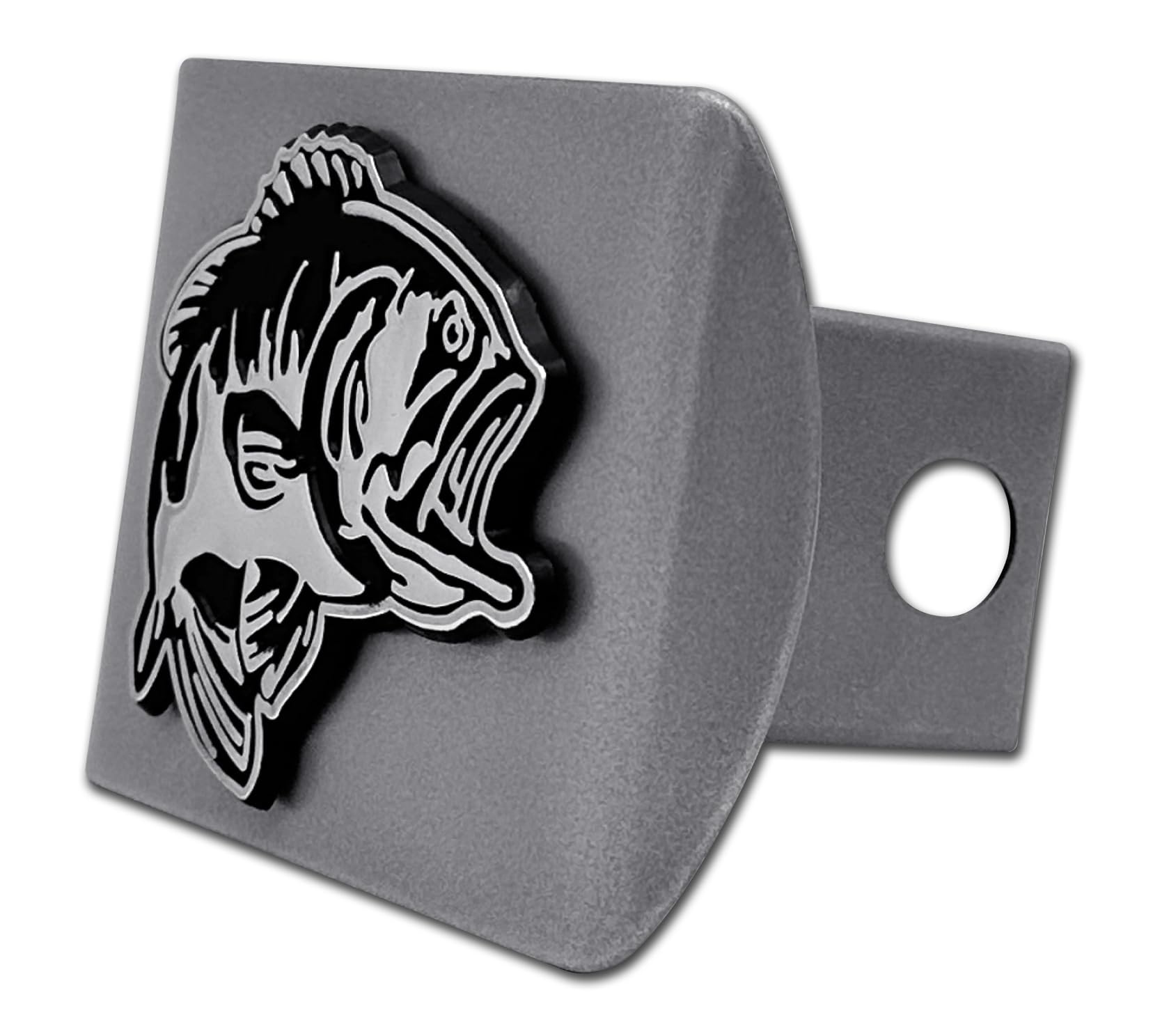 Premium Bass Fish Brushed Metal Hitch Cover - Rustproof Truck Trailer Accessory for Outdoor Enthusiasts | Perfect for Fishing Trips, Camping & Road Adventures