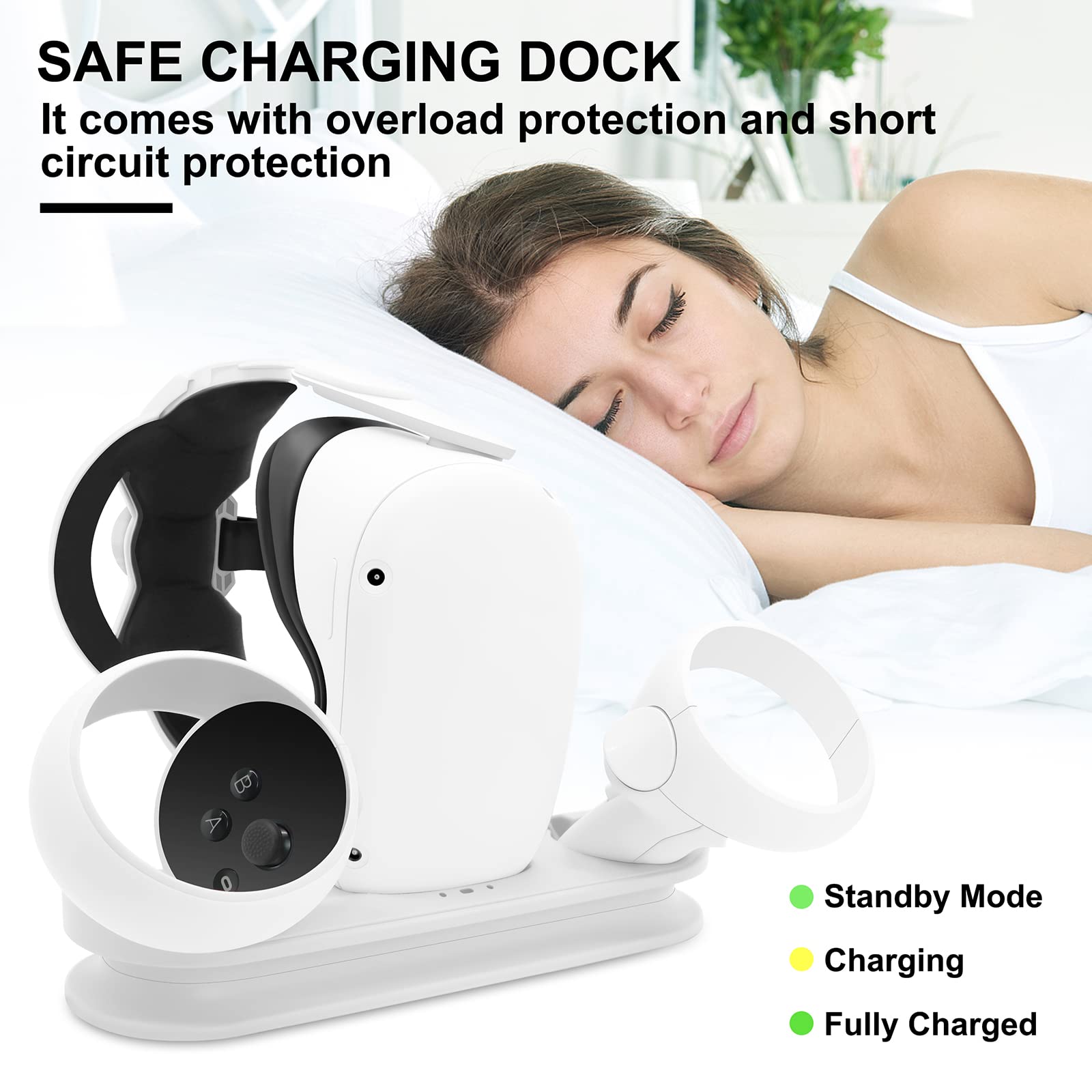 VR Charging Dock for Oculus/Meta Quest 2 - Fast Charging Stand with LED Light, 2 Rechargeable Batteries & USB-C Cable | Perfect for Gaming, VR Entertainment & Multiplayer Sessions