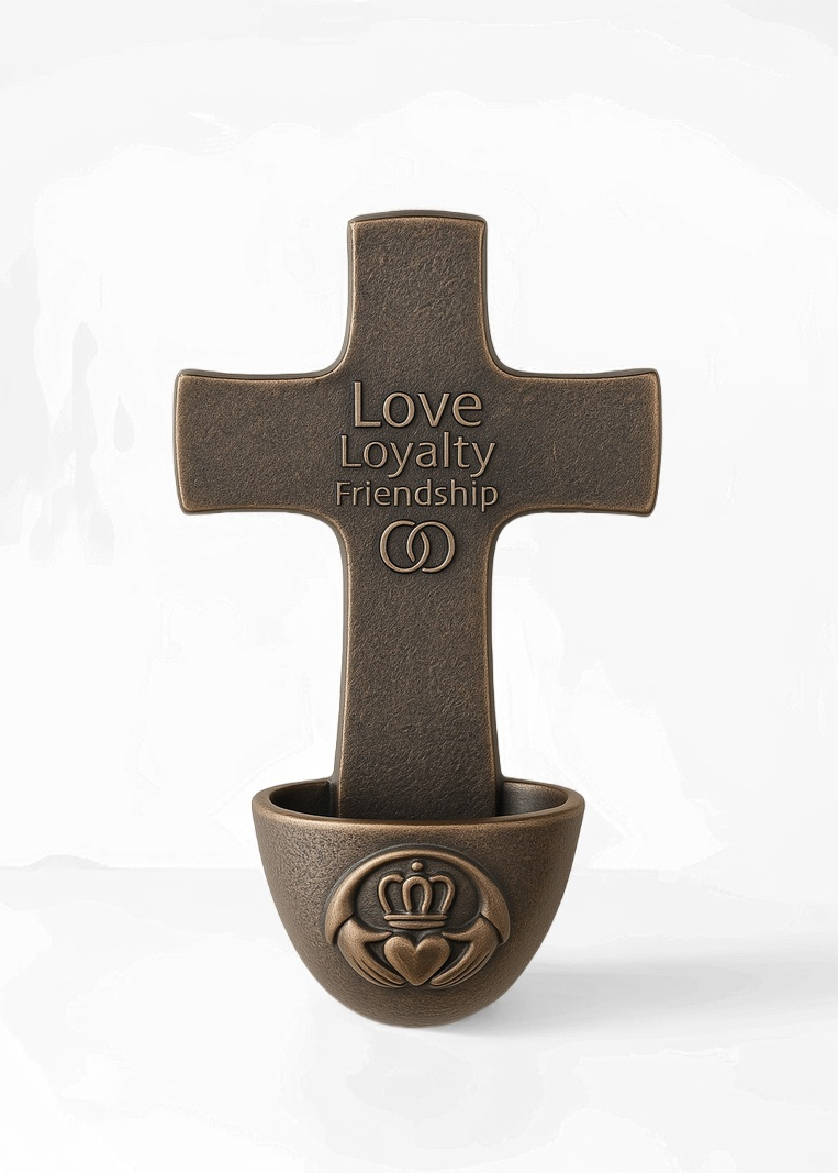 Genesis Claddagh Holy Water Font - Irish Catholic Religious Home Decor for Baptism, Weddings & Blessings | Wall-Mounted Sacred Water Font for Church, Home Altar & Spiritual Ceremonies