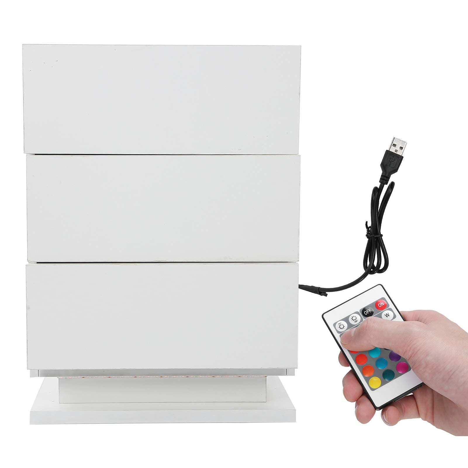 Modern LED Nightstand with 3 Drawers - 19.7