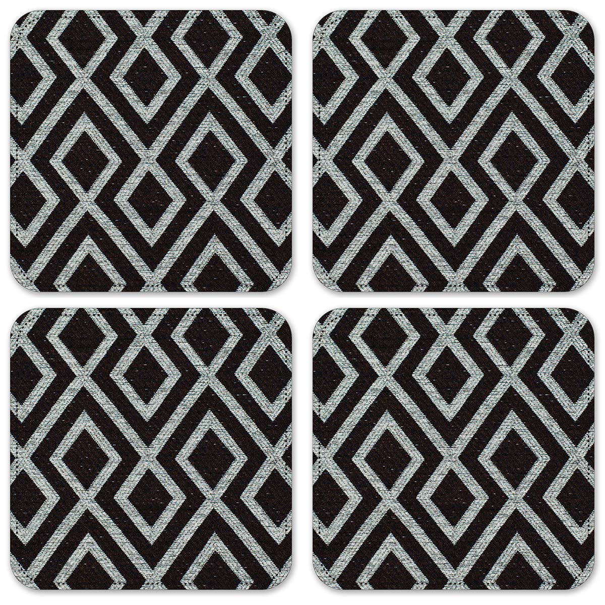 Premium Diamond-Pattern Vinyl Drink Coasters Set of 4 - Absorbent & Non-Slip Coasters for Coffee, Wine, and Beverages - Perfect for Home, Office, and Party Use