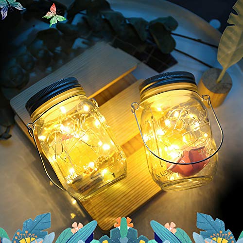 Solar Mason Jar Lid Lights - 10 Pack 30 LED String Fairy Lights with Hangers for Mason Jar Decor | Waterproof Outdoor Solar Lanterns for Patio, Garden, Wedding, Party & Table Decoration (Jars Not Included)