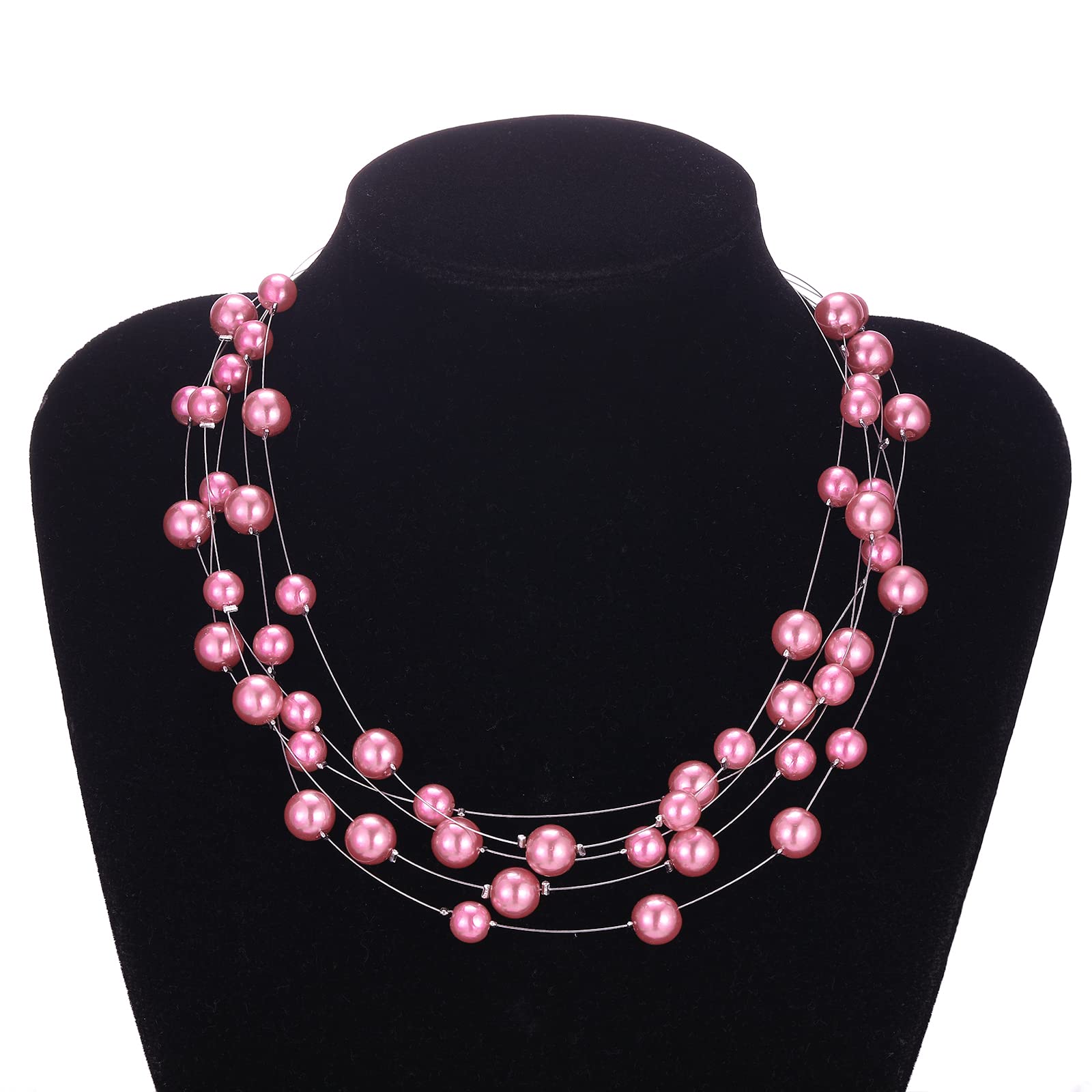 FULU AUTUMN Women's Layered Pearl Necklace - Multi-Strand Beaded Choker for Wedding, Party & Formal Events | Elegant Pearl Jewelry for Brides, Prom & Special Occasions