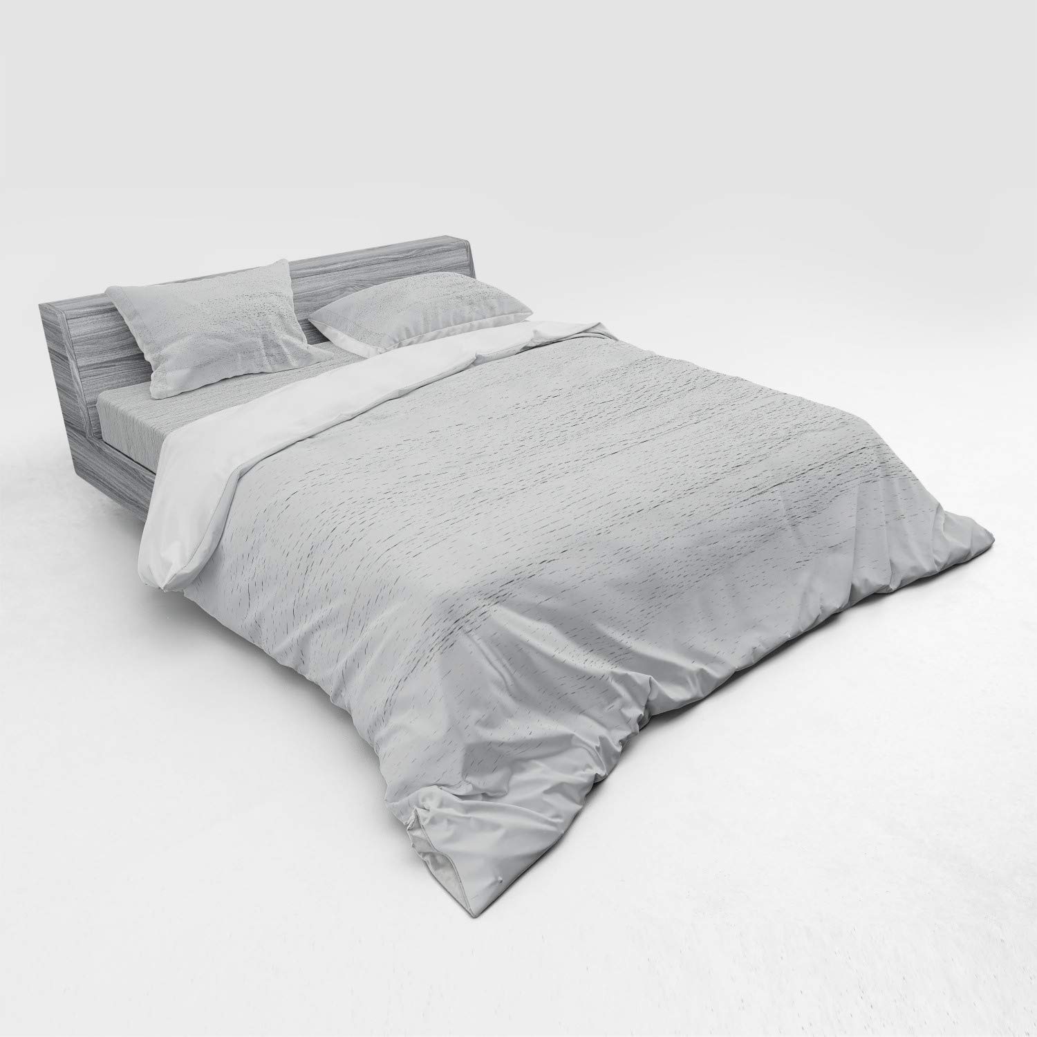 Ambesonne Grey Duvet Cover Set - King Size 4 Piece Bedding with Oak Timber Texture Print, Includes Shams & Fitted Sheet - Perfect for Modern Bedroom, Guest Room & Cozy Home Decor (Pale Grey)