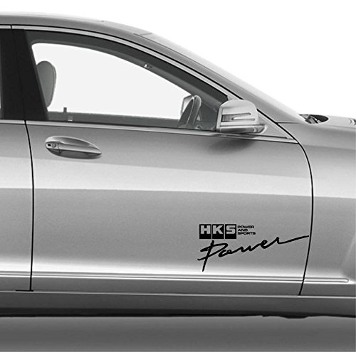 HKS Power Car Stickers - 15cm x 50cm Removable Vinyl Decals (Pack of 2) - Black for Car Windows, Laptops & Motorcycle Helmets