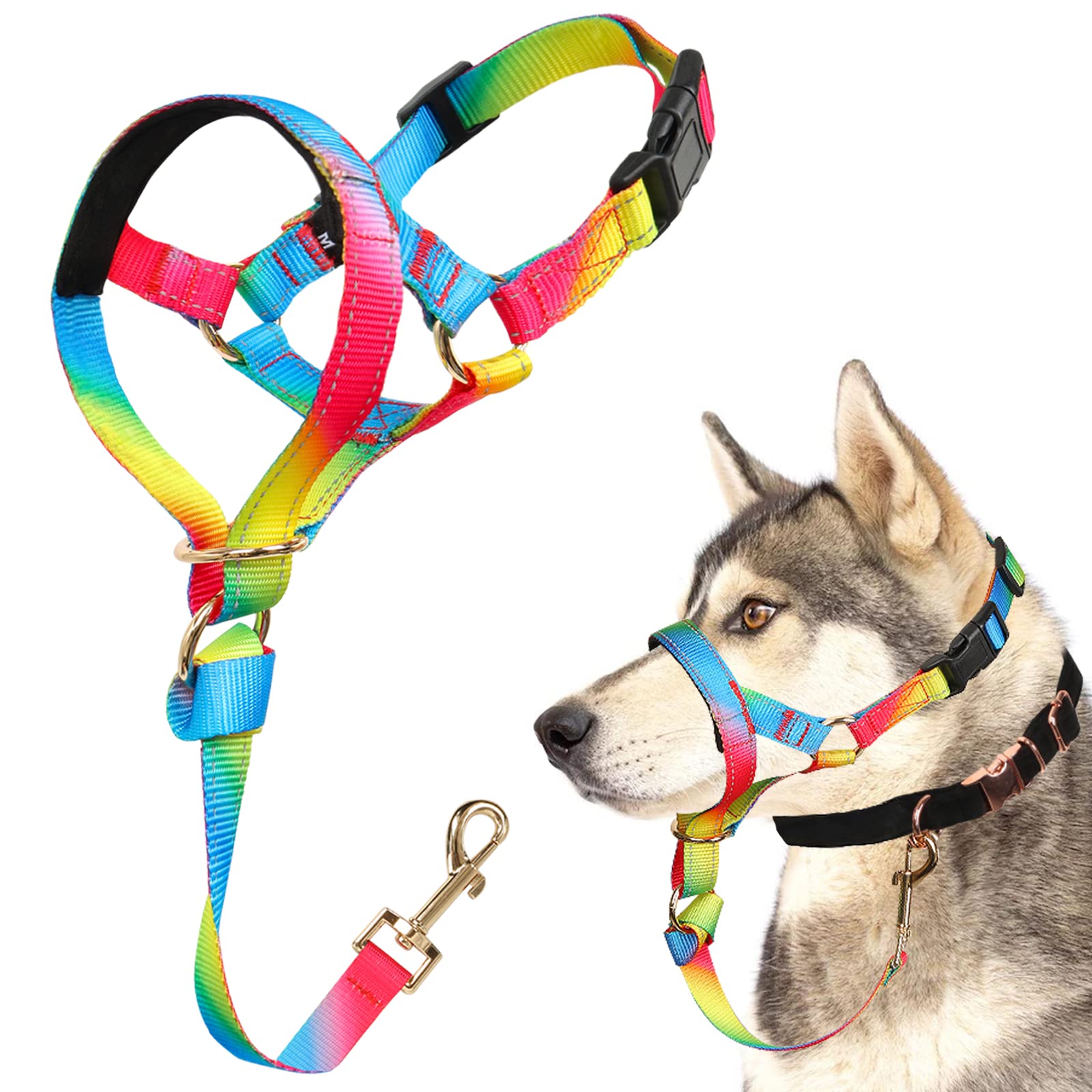 No Pull Dog Head Collar - Soft Training Halter for Small Medium & Large Dogs | Stops Leash Pulling Effectively | Perfect for Walking Heavy Pullers & Obedience Training