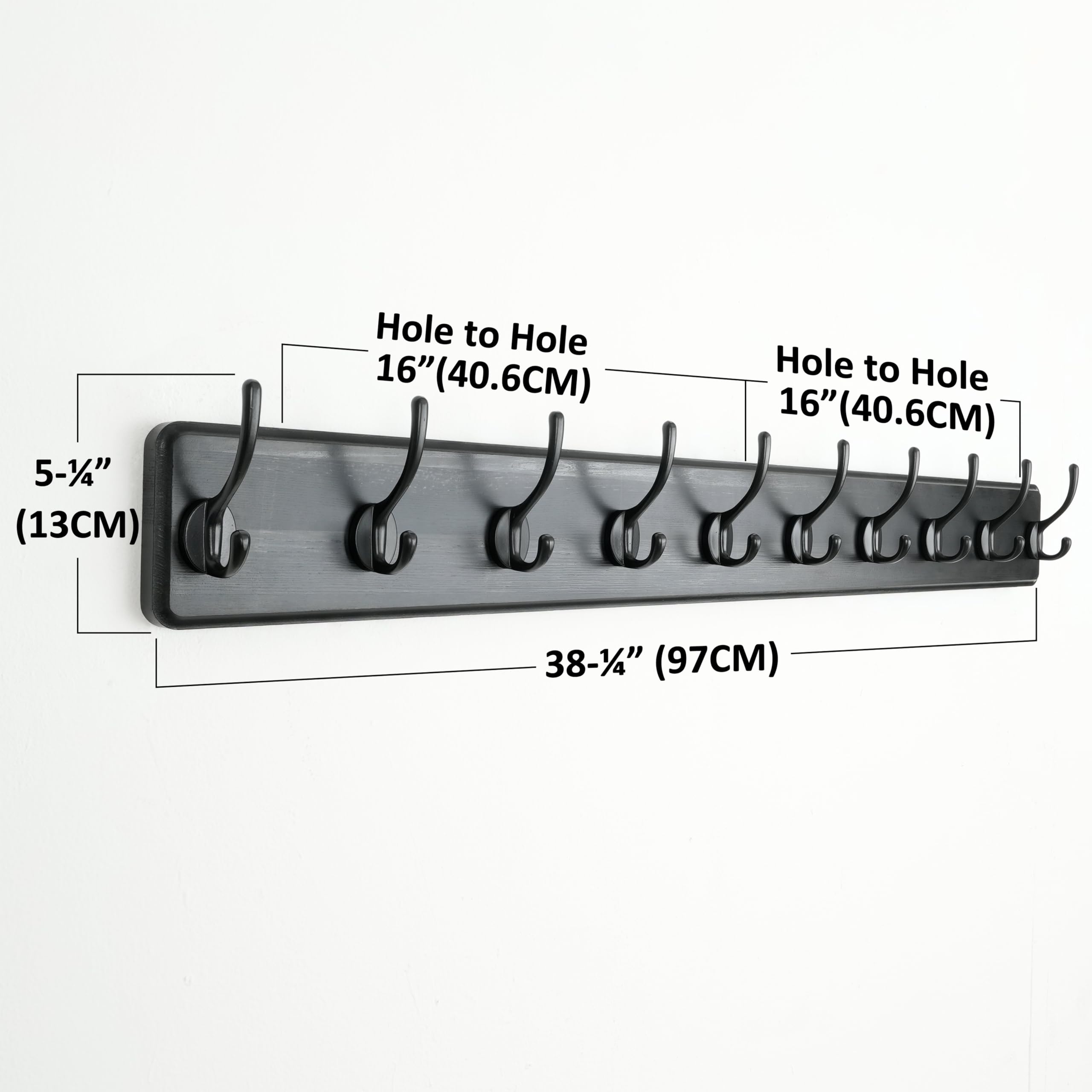 Dseap Heavy-Duty Wooden Wall Mounted Coat Rack - 38.25