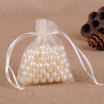 100 Pcs 7X9 9X12 10X15 13X18 cm White Organza Bags for Jewelry Packaging, Wedding Party Decorations, Gift Pouches - Perfect for DIY Crafts, Bridal Shower Favors & Small Item Storage