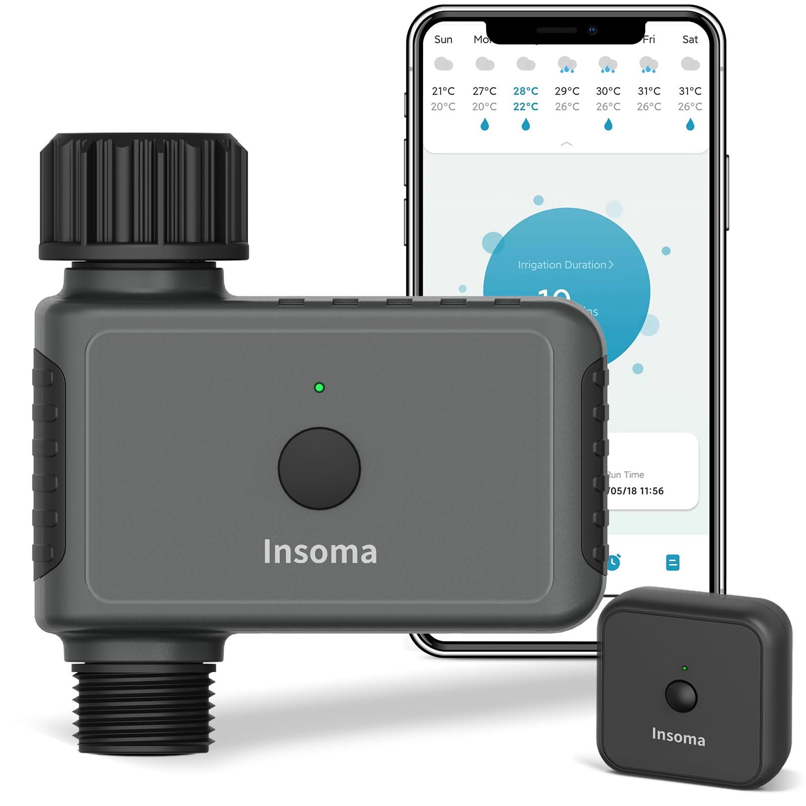 Smart WiFi Sprinkler Timer with Alexa Compatibility - Remote Control Water Timer for Garden Hose, APP & Voice Control via 2.4Ghz WiFi/Bluetooth - Perfect for Lawn Irrigation, Flower Beds & Smart Home Automation