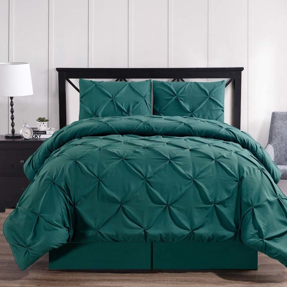 Premium Double Needle Pleated Down Alternative Comforter Set - Soft Pinch Twin XL, Oxford Teal - Lightweight & Hypoallergenic Bedding for Dorm Rooms, Guest Beds & Cozy Home Decor