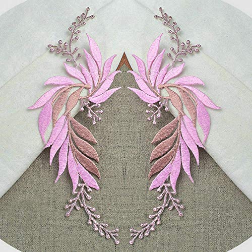 Handmade Applique Embroidered Iron Leaf Flowers - Set of 2 (10 Color Options) | Elegant Home Decor for Wall Art, Wedding Centerpieces & DIY Craft Projects