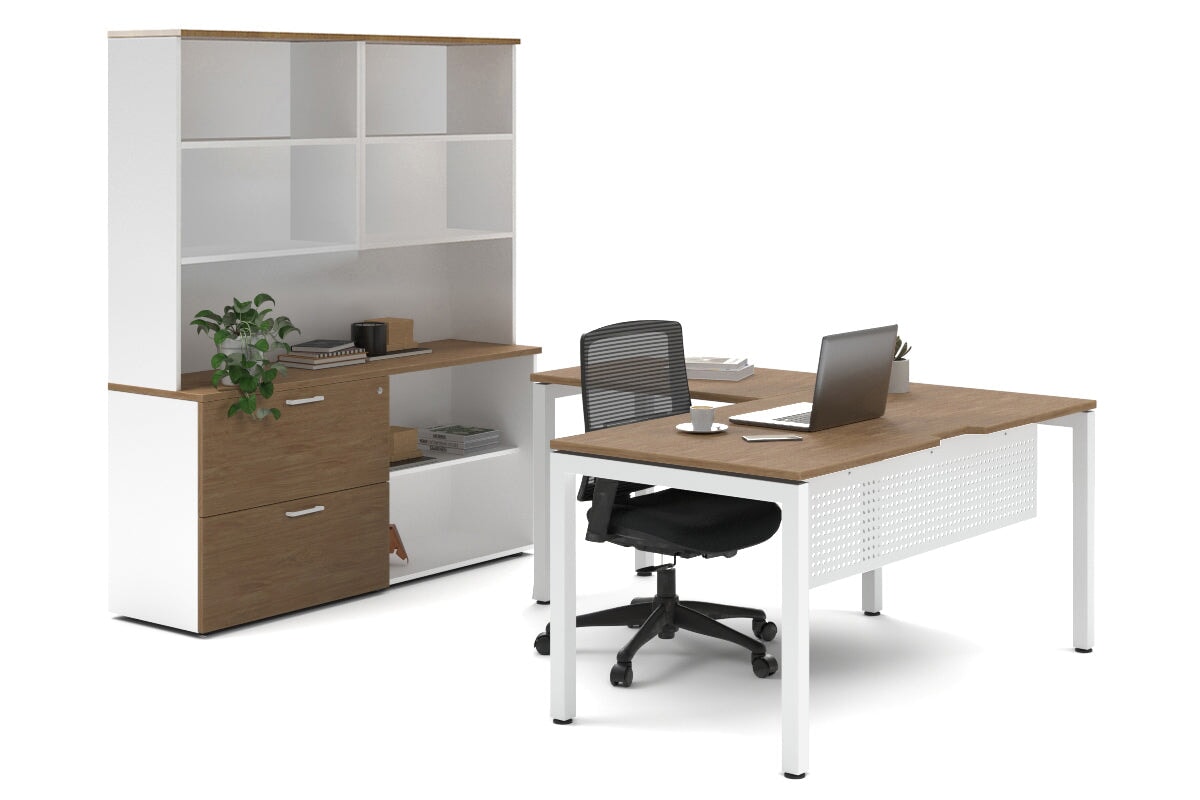Quadro Square Legs L-Shaped Executive Desk with White Legs [1800L x 1700W] - Perfect for Home Office, Modern Workspace & Executive Suites