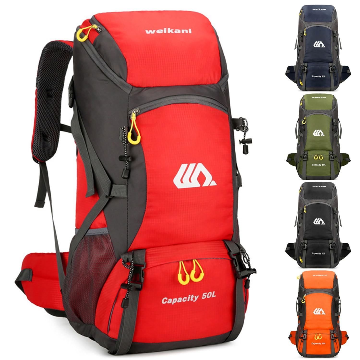 **50L Lightweight Hiking Backpack for Men & Women - Waterproof Camping Backpack with Adjustable Straps for Trekking, Hunting & Outdoor Adventures (Red) - Perfect for Day Trips, Travel & Sports**
