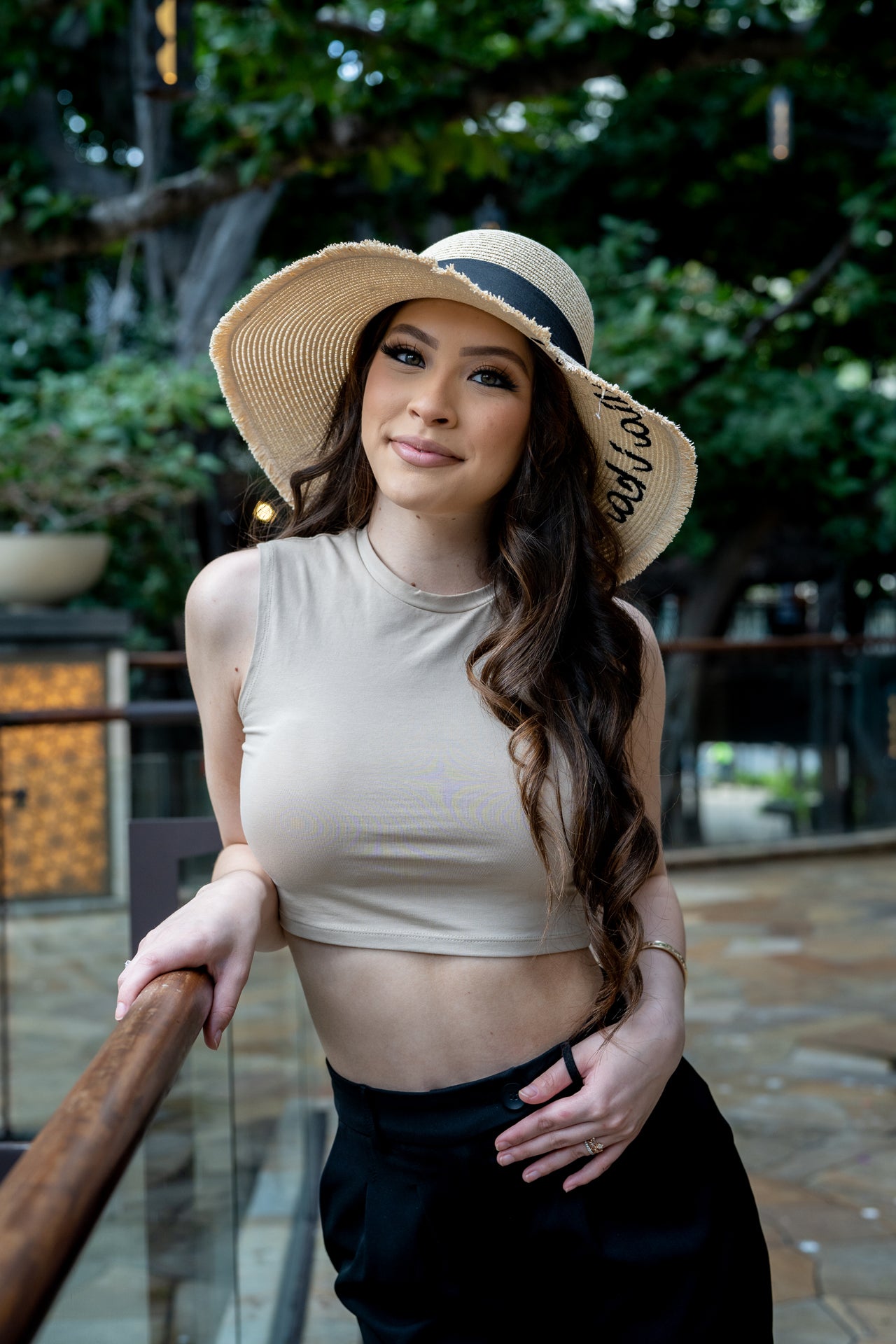 Gardenia Kūlia i ka Nu'u Beige Hat - Stylish Floral Design for Women's Outdoor Activities & Beach Vacations