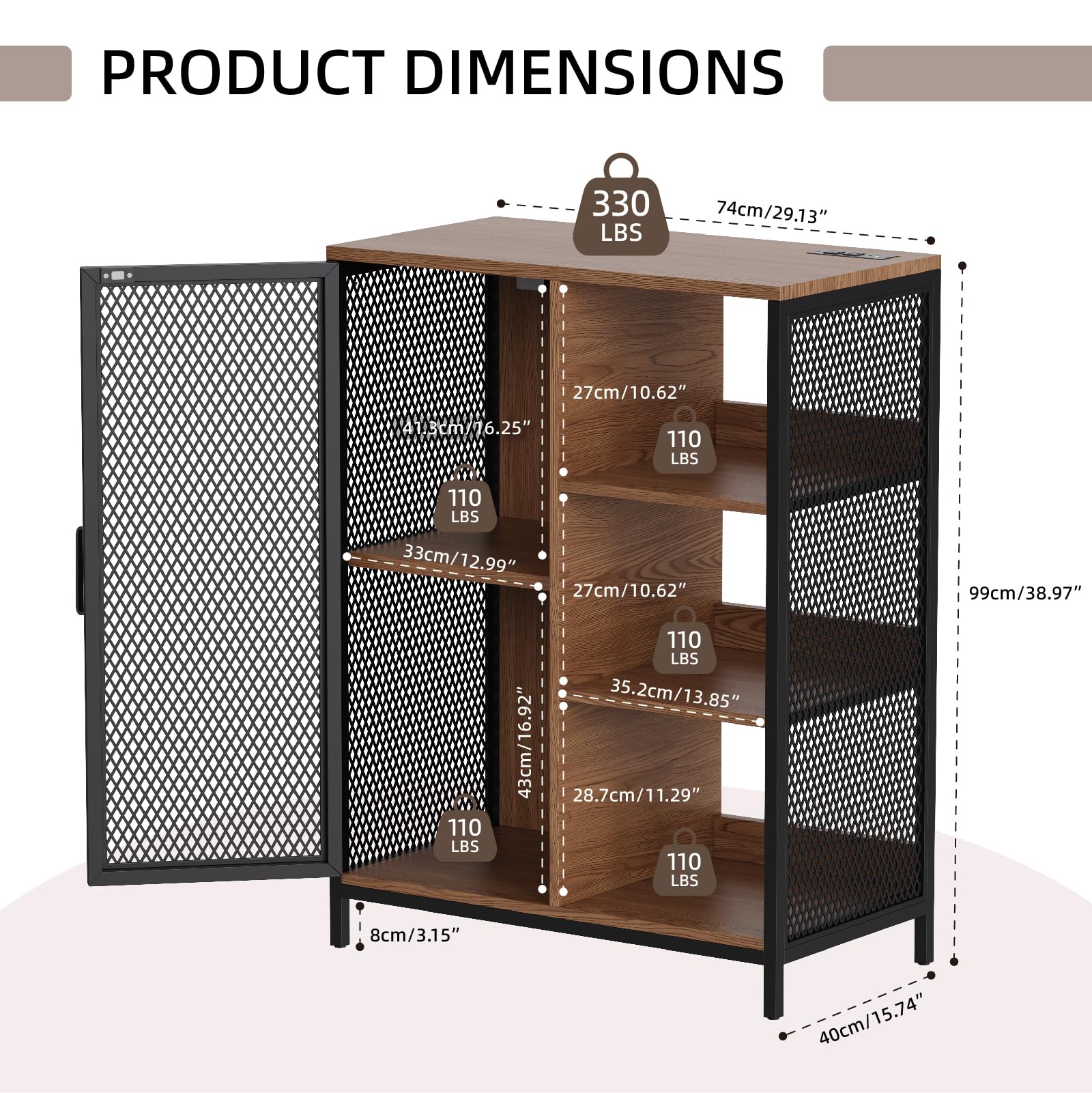 Redlife LED Mini Bar Cabinet with Storage - Modern Home Liquor Cabinet, Coffee Bar & Buffet Storage for Kitchen, Living Room, or Dining Room - Perfect for Entertaining Guests & Organizing Drinks