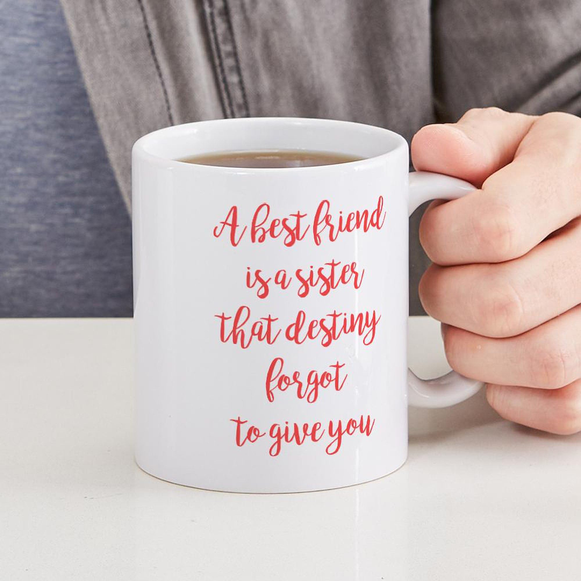 Best Friend Sister Ceramic Coffee Mug 11 oz (325 ml) - Perfect Gift for Sisters, Friends & Coffee Lovers