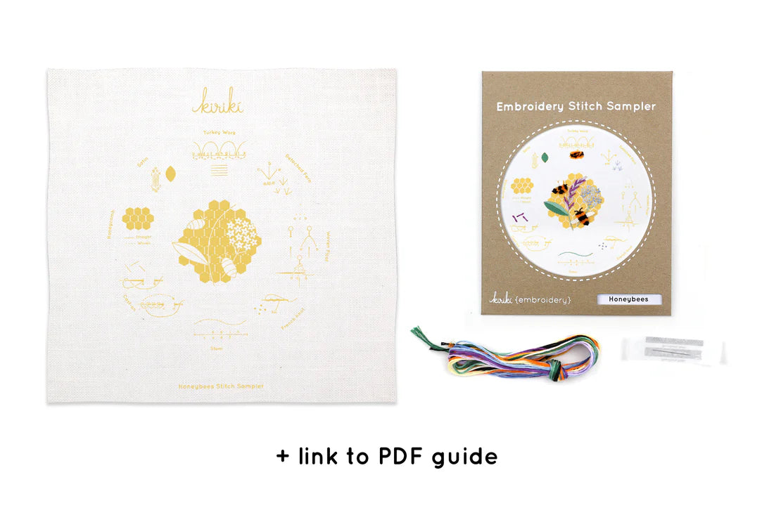 Honeybees Embroidery Stitch Sampler Kit - Beginner-Friendly Cross Stitch Patterns for DIY Handmade Crafts (Home Decor, Wall Art, Gift Ideas)