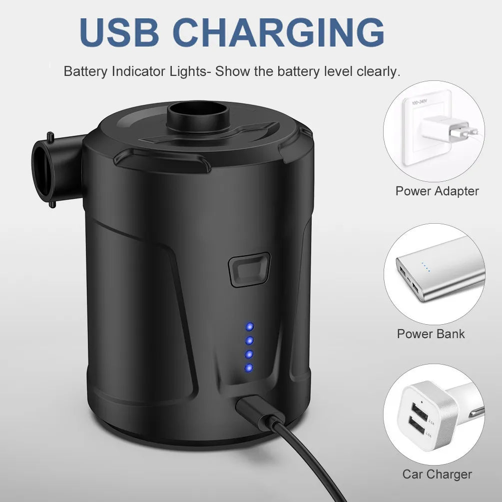 Ultralight Portable Wireless Air Pump for Air Mattress, Inflatables, Pool Floats - 5000mAh Rechargeable Battery - Perfect for Camping, Travel & Emergency Use