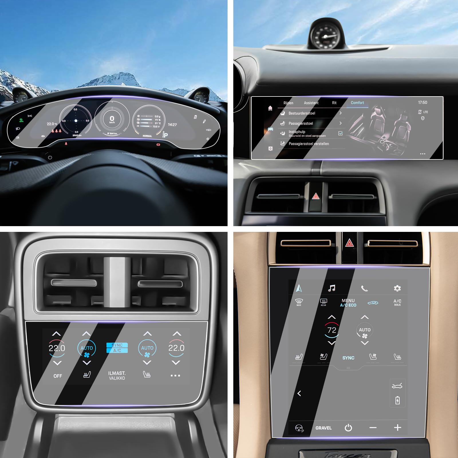 LUWU Porsche Taycan Touchscreen Protector - TPU Plastic Anti-Scratch Film for Front Climate Control Screen | Perfect for Daily Driving & Extreme Weather Protection