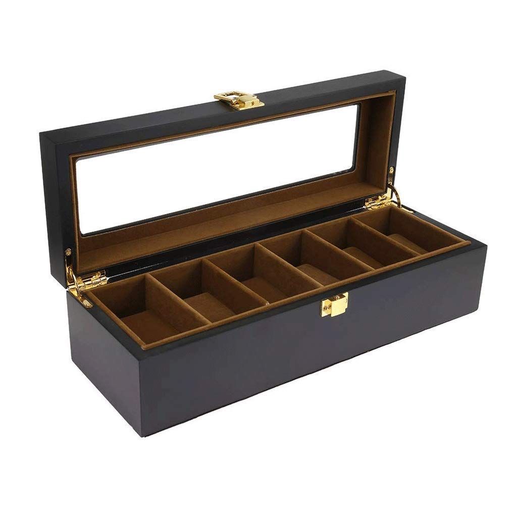 Premium ZXy Watch Box - 6 Slot PU Leather Watch Display Case with Glass Top, Luxury Watch Storage Organizer for Men & Women (Black) - Perfect for Home, Office & Travel Accessory Organization