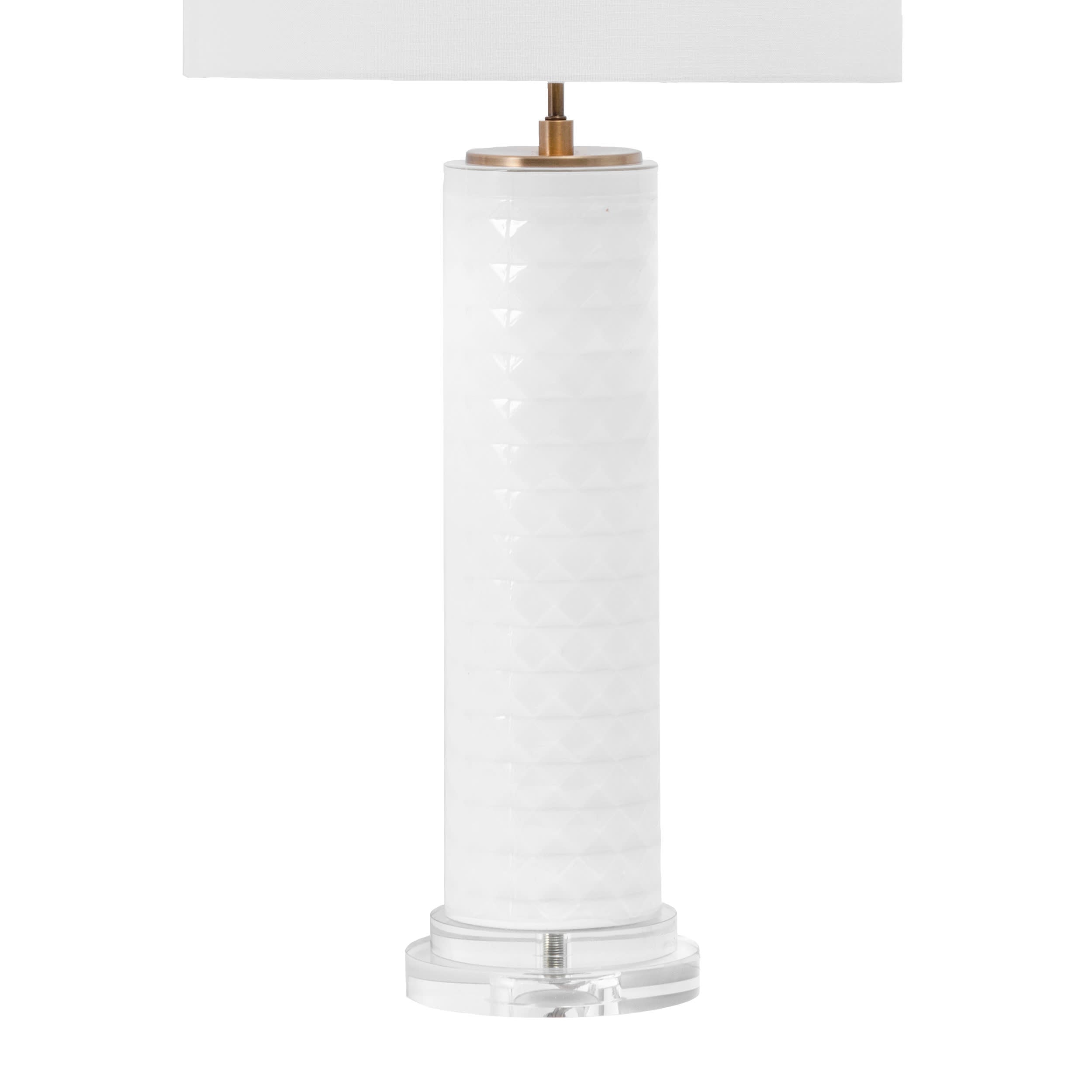 31 Inch Textured Glass Tiled Column Table Lamp - Modern White Accent Lighting for Living Room, Bedroom & Office Decor