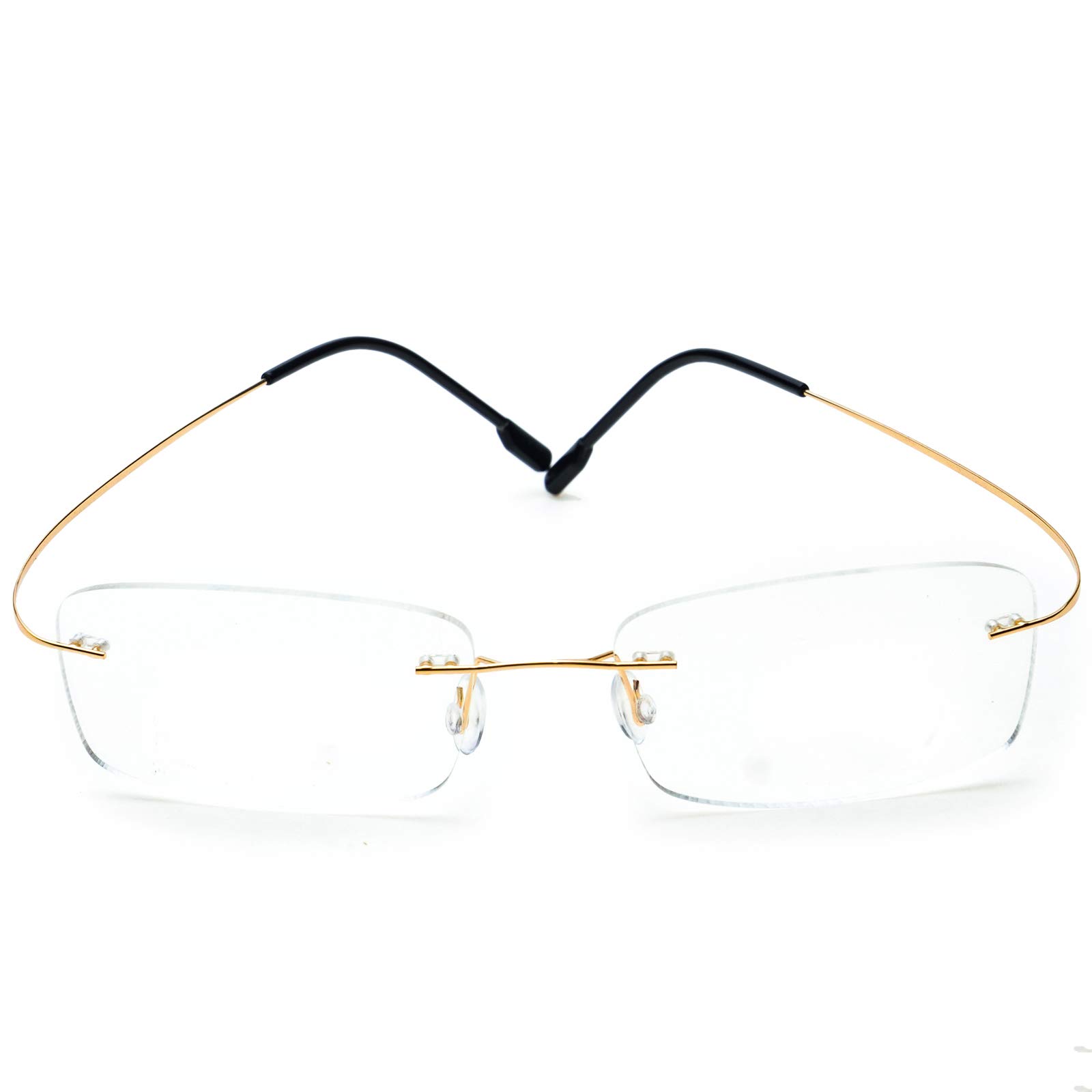 Fuisetaea Rimless Blue Light Blocking Reading Glasses for Women & Men - Flexible Titanium Alloy Computer Eyewear - Perfect for Office Work, Gaming & Screen Time