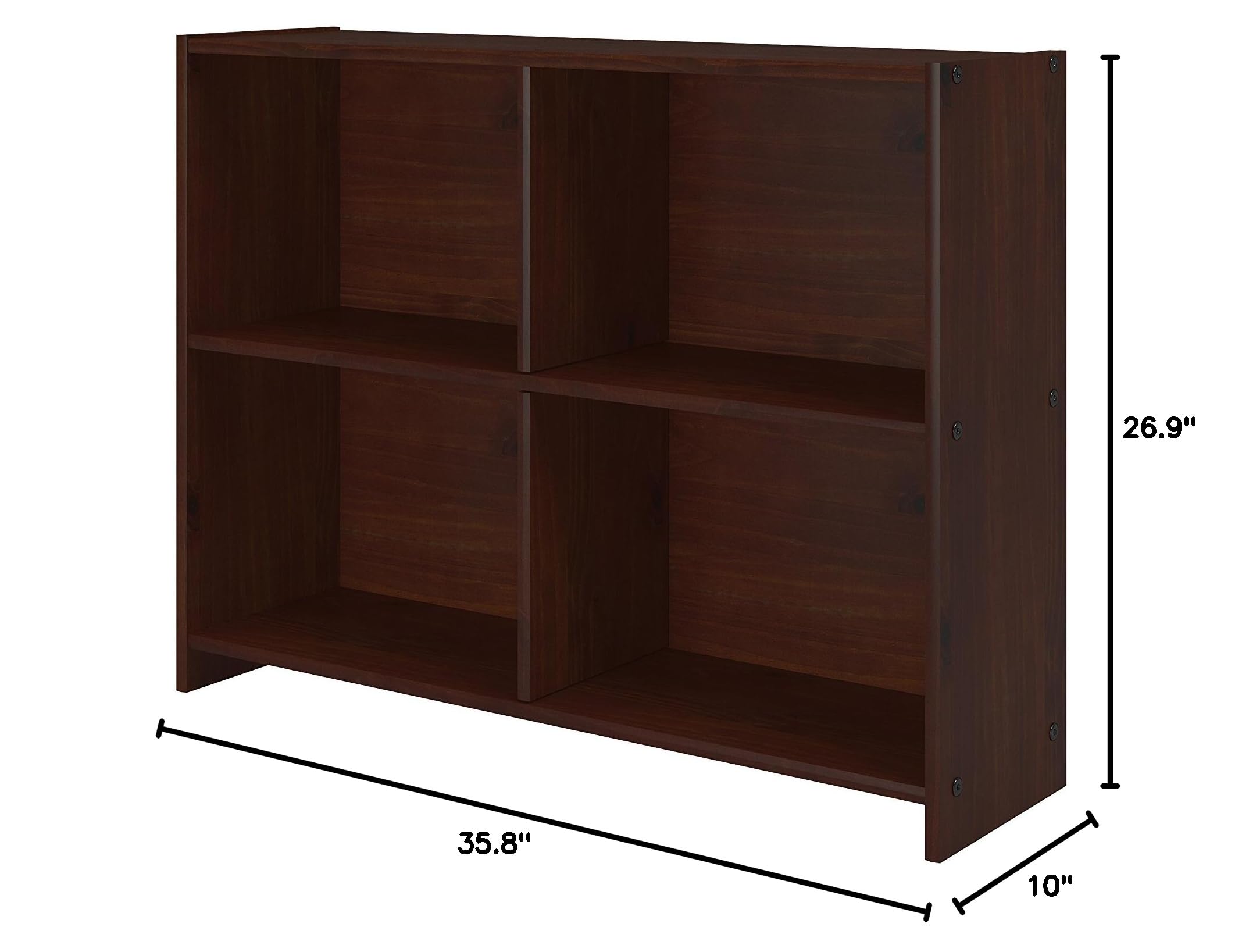 Donco Kids Low Loft Bookcase in Cappuccino - Perfect for Nursery, Bedroom & Playroom Storage | Wooden Bookshelf for Children's Books & Toys