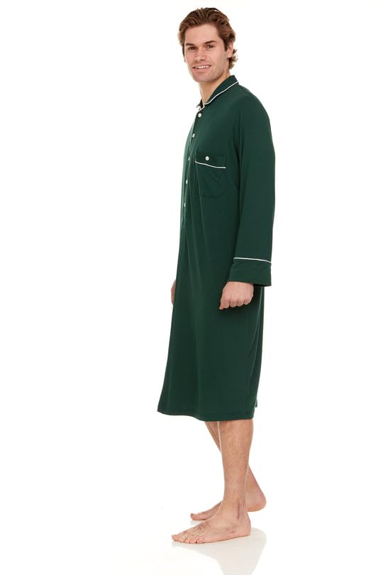 Soft Micro Modal Men's Nightshirt for Sleeping - Breathable & Comfortable Men's Nightgown - Loose Fit Sleep Shirt for Relaxing at Home or Travel
