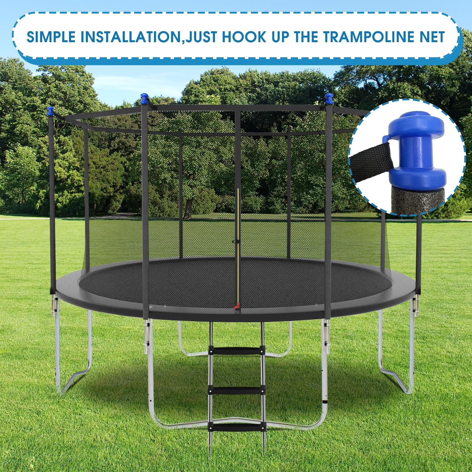 8 Universal Trampoline Enclosure Net Poles - Replacement Poles & Hardware Kit for 8 Straight Poles Round Frame Trampolines | Perfect for Backyard Safety & Kids Outdoor Play