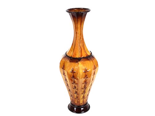 UTC 62009 Light Brown Metal Vase with Antique Finish - Elegant Home Decor for Living Room, Dining Table & Wedding Centerpieces