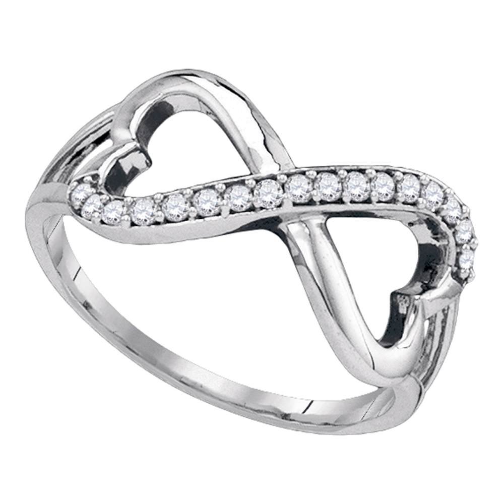 Sterling Silver White Diamond Infinity Weave Heart Women's Band Ring 1/6 CTTW - Elegant Gift for Anniversary, Valentine's Day & Everyday Wear