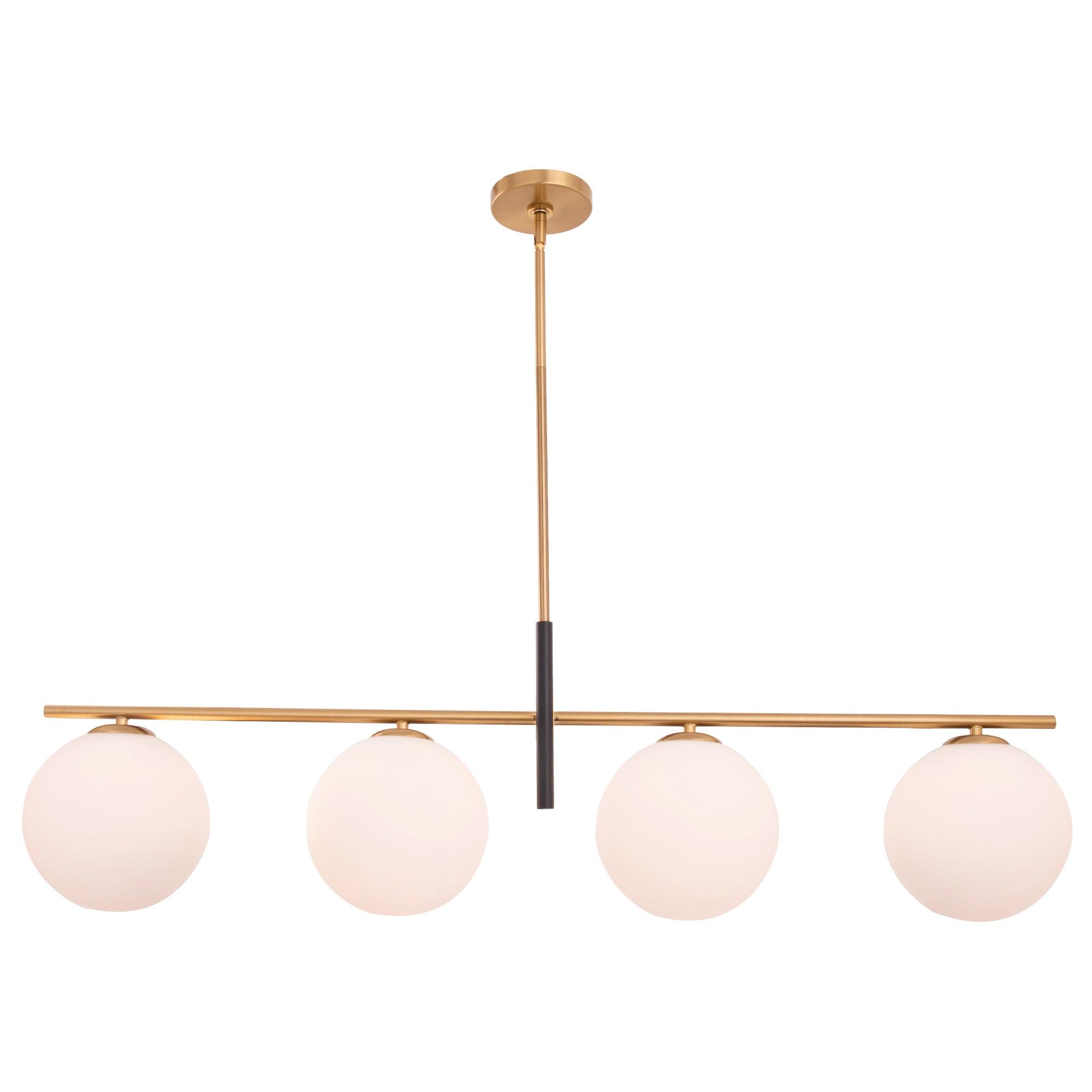 Spark Modern Gold Linear 4-Light Chandelier - Elegant Dining Room Lighting Fixture for Kitchen Island, Entryway, and Contemporary Home Decor