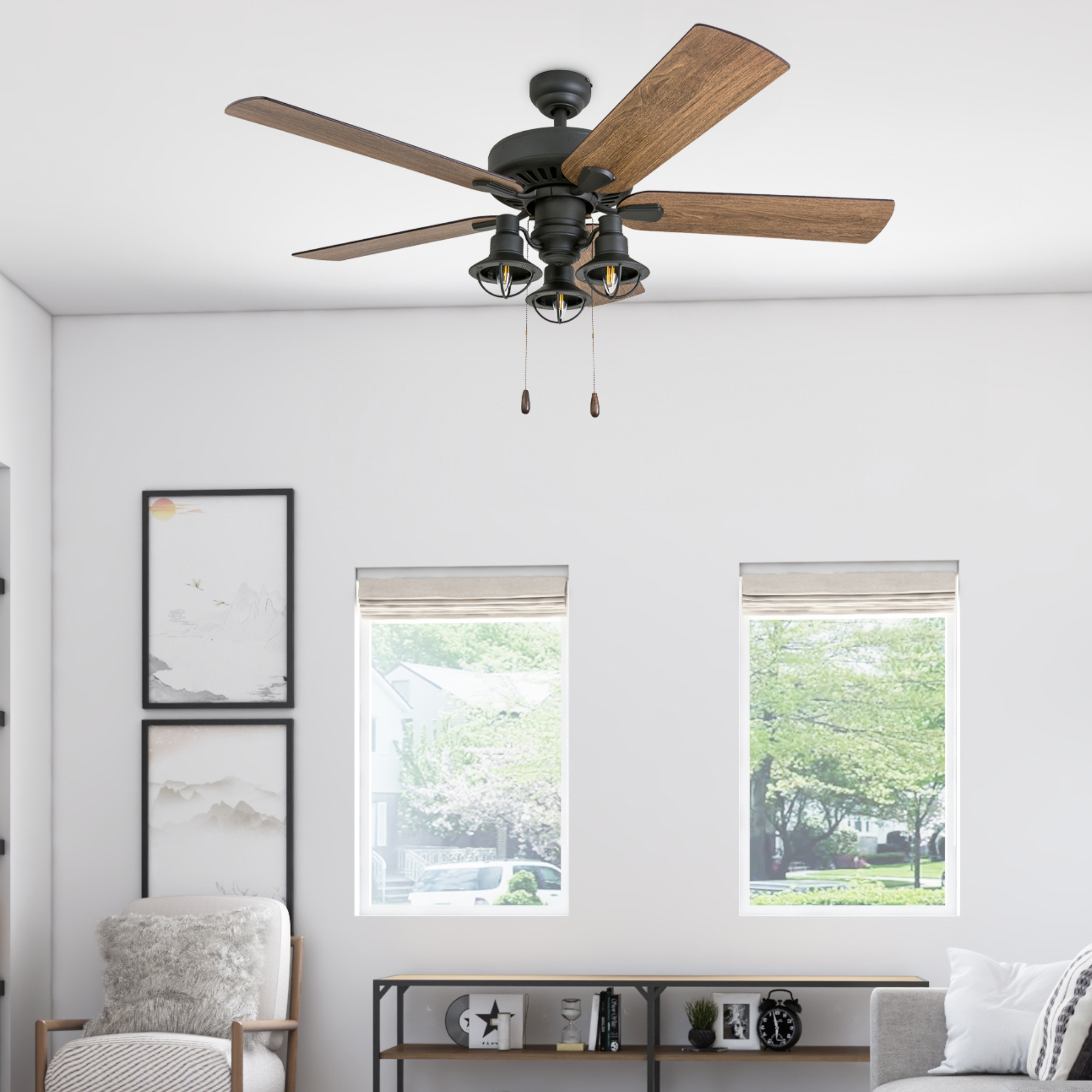 52 Inch Ennora Bronze Ceiling Fan with Remote Control - Quiet Reversible Motor for Bedroom, Living Room, and Outdoor Patio