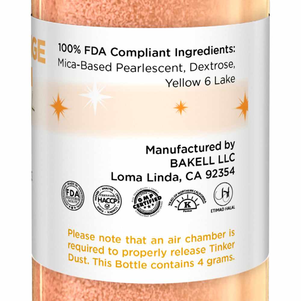 Tinker Dust® Creamsicle Orange Edible Glitter Spray - 4g Pump for Cake Decorating, Cupcakes & Party Desserts | Food Safe Sparkle Dust