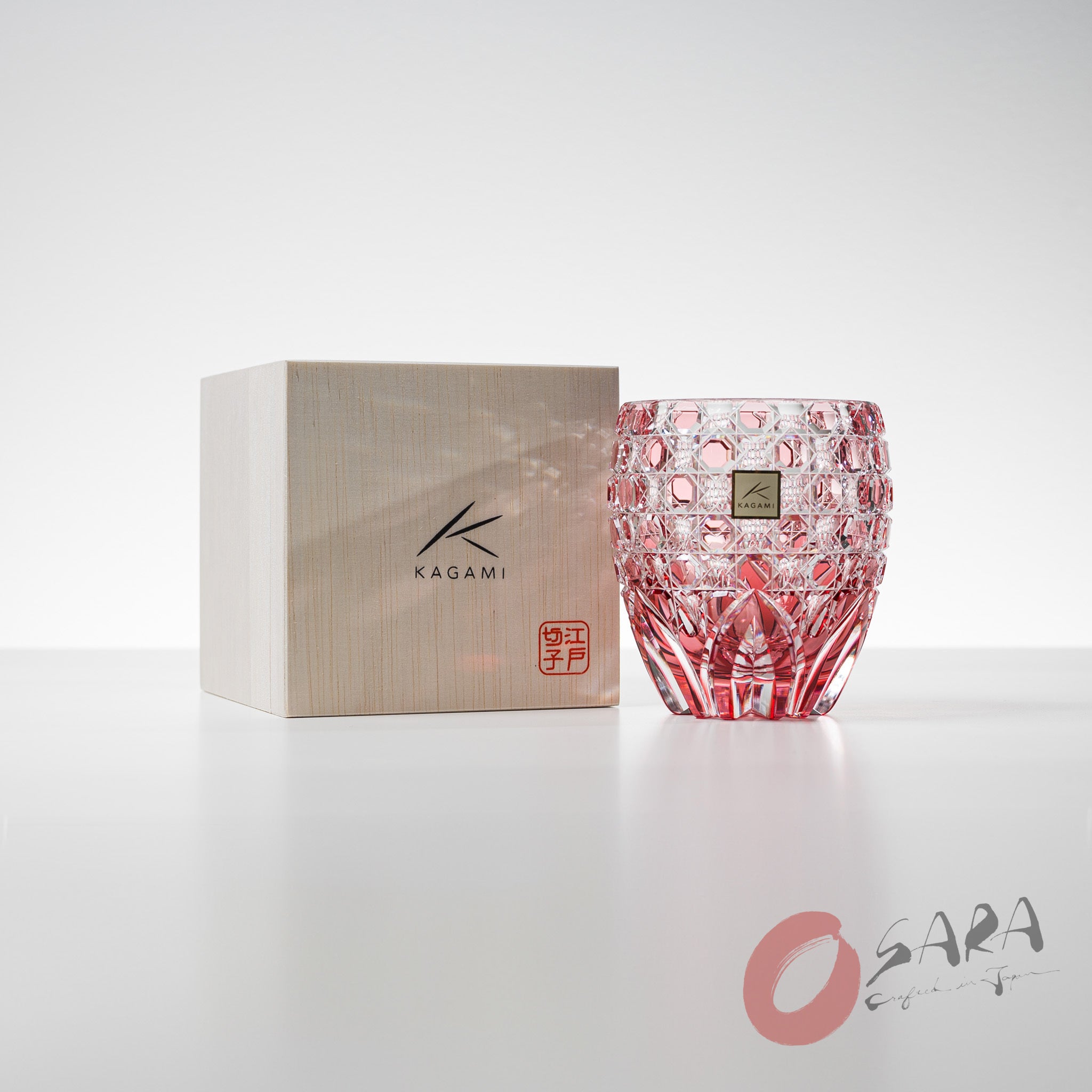 Premium KAGAMI Crystal Whiskey Glasses Set - Elegant Japanese Saika Design for Bourbon, Scotch & Cocktails - Perfect for Gifts, Home Bar & Entertaining
