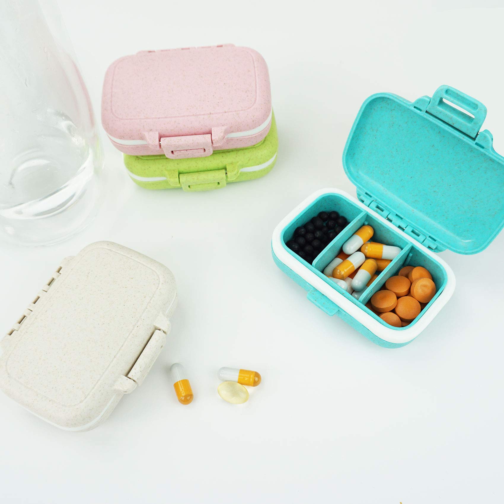 2 Pack Small Pill Organizer Box - Portable 8 & 3 Compartment Medicine Case for Daily Vitamins, Supplements & Pills | Perfect for Home, Travel & Weekly Medication Management (BPA-Free)