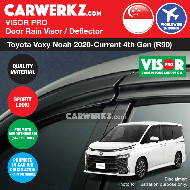 VISOR PRO Toyota Noah Voxy 2020-2023 4th Gen (R90) Rain Guard Window Visor - Weatherproof Side Window Deflectors for Enhanced Driving Comfort & Style