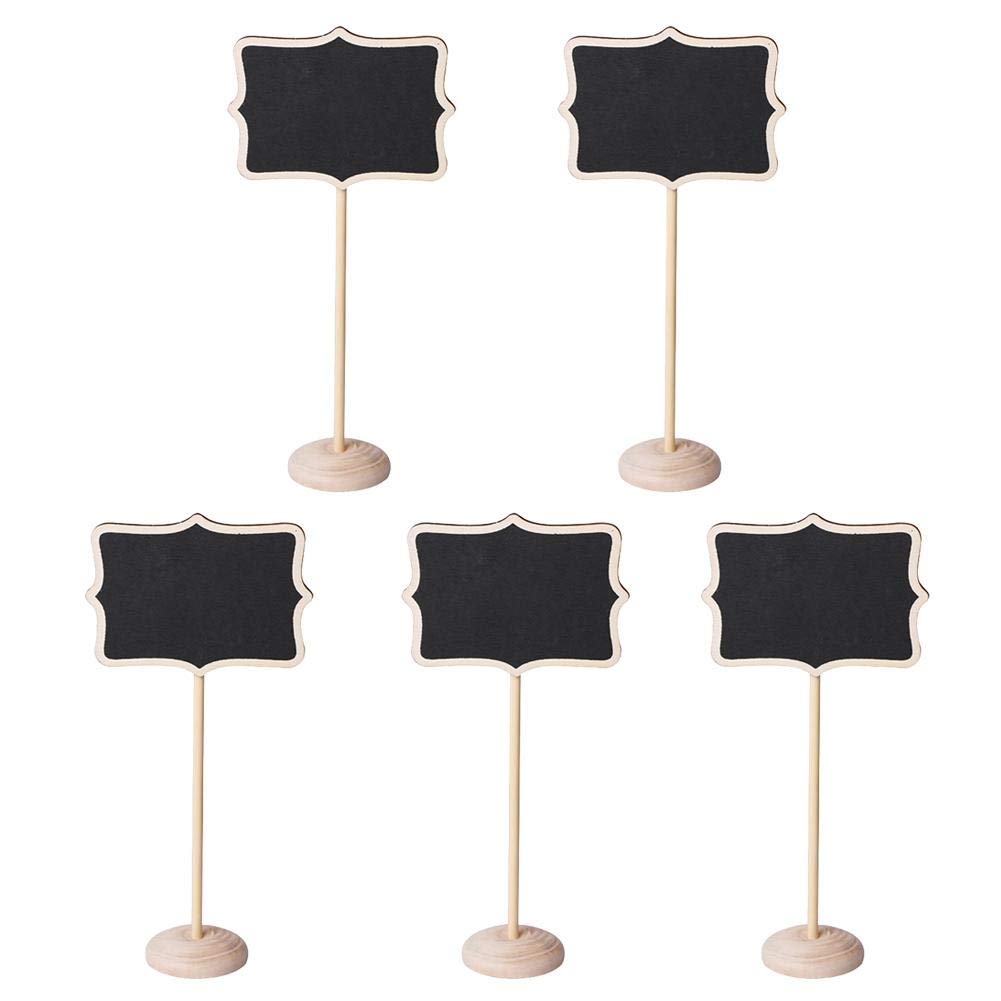 Alloet 5 Pack Mini Wooden Chalkboard Signs - Small Blackboard Message Boards with Flower Design for Home Decor, Restaurants, or Wedding Table Numbers