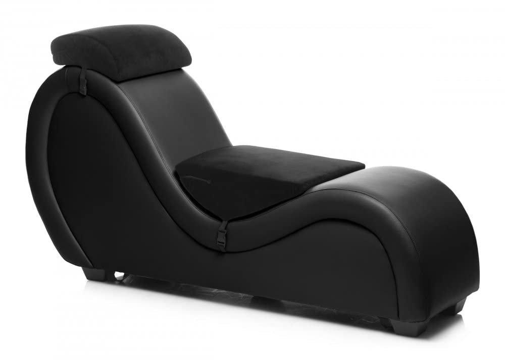 Master Series Kinky Couch Sex Chaise Lounge - Black Leather Bondage Furniture for Adult Play, BDSM Dungeon & Sensual Bedroom Decor