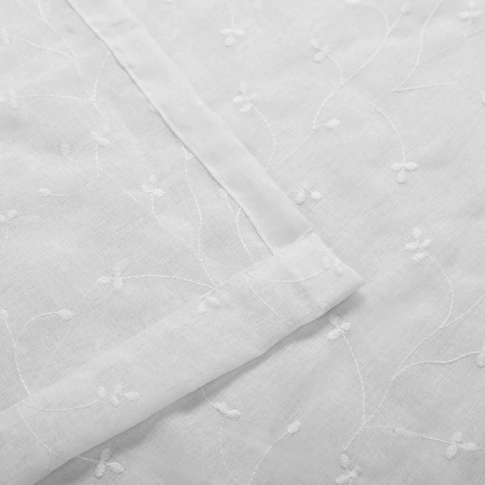 Embroidered Delicate Flower Sheer Grommet Curtain Panel Set - Elegant Window Treatment for Living Room & Bedroom