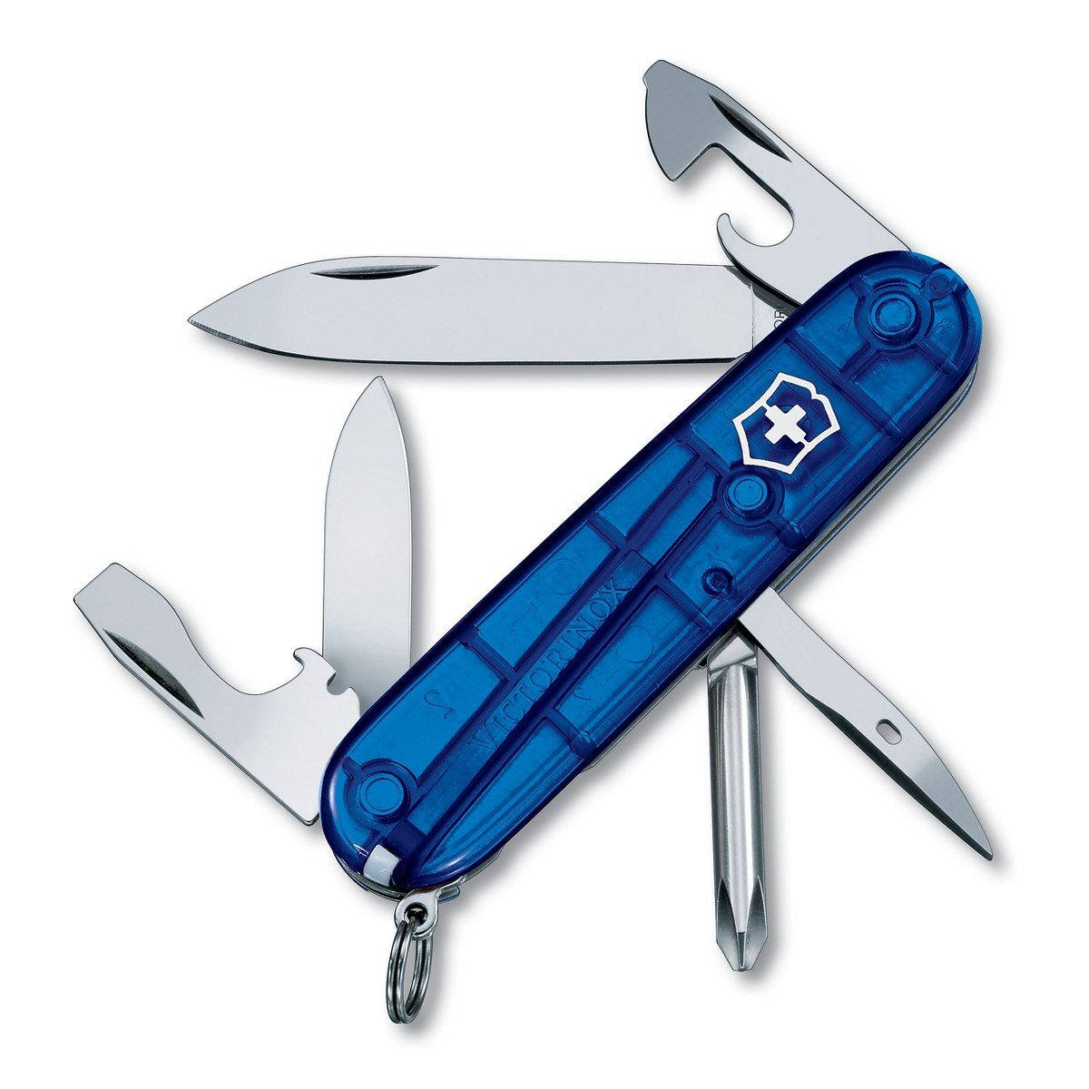 Victorinox Tinker Swiss Army Knife - 12-in-1 Multi-Tool with 2 Stainless Steel Blades, Screwdrivers & Wire Stripper | Swiss Made Pocket Knife for Camping, Hiking & Everyday Carry (Sapphire Blue)