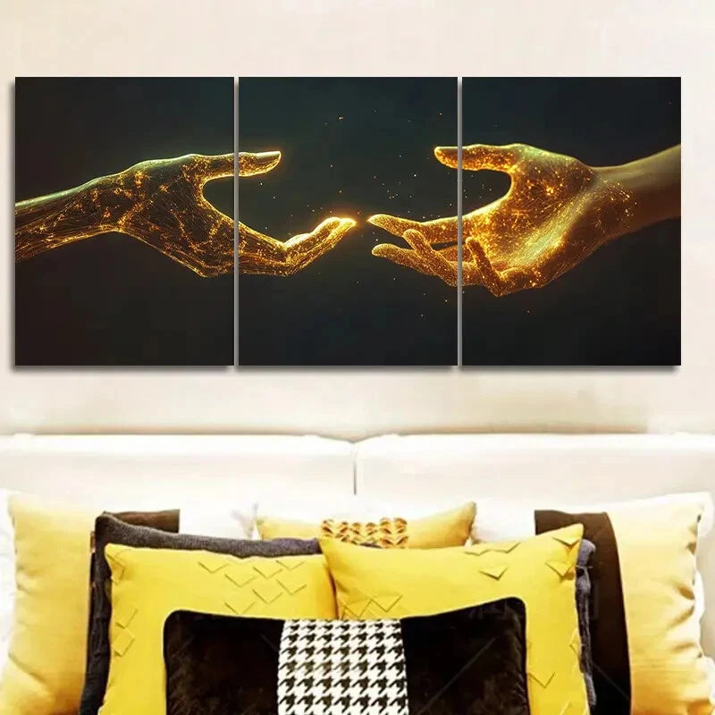 3-Piece Mechanical Hand Wall Art Set - Framed Canvas Prints 40x60cm (16x24in) - High Quality Australian Made Wall Decor - Ready to Hang - Perfect for Living Room, Bedroom & Office Decor
