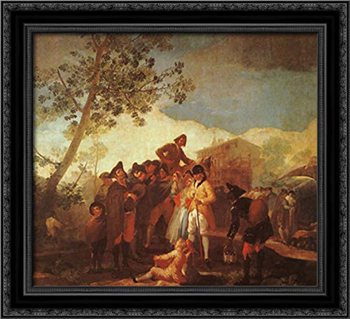 Francisco de Goya Blind Man Playing Guitar 22x20 Inch Black Ornate Wood Framed Canvas Art - Perfect for Living Room, Bedroom, and Office Wall Decor