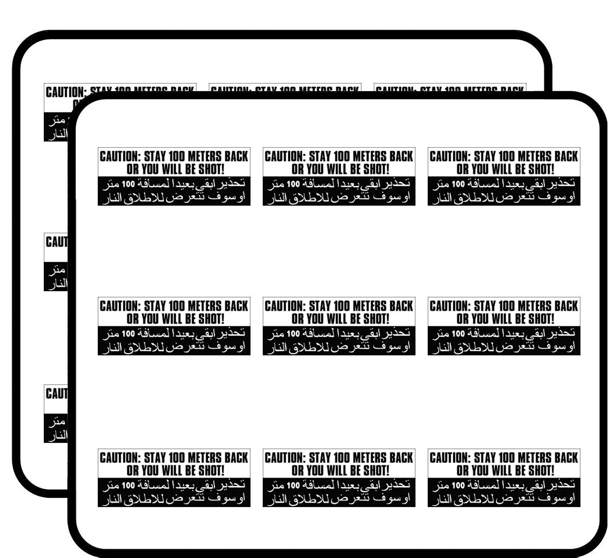 US Ops Warning Sticker - 'Stay 100 Meters Back Or You Will Be Shot' - 2 Inch Vinyl Decals (18 Pack) for Scrapbooking, Bullet Journals, DIY Crafts, Military-Themed Projects & Home Decor