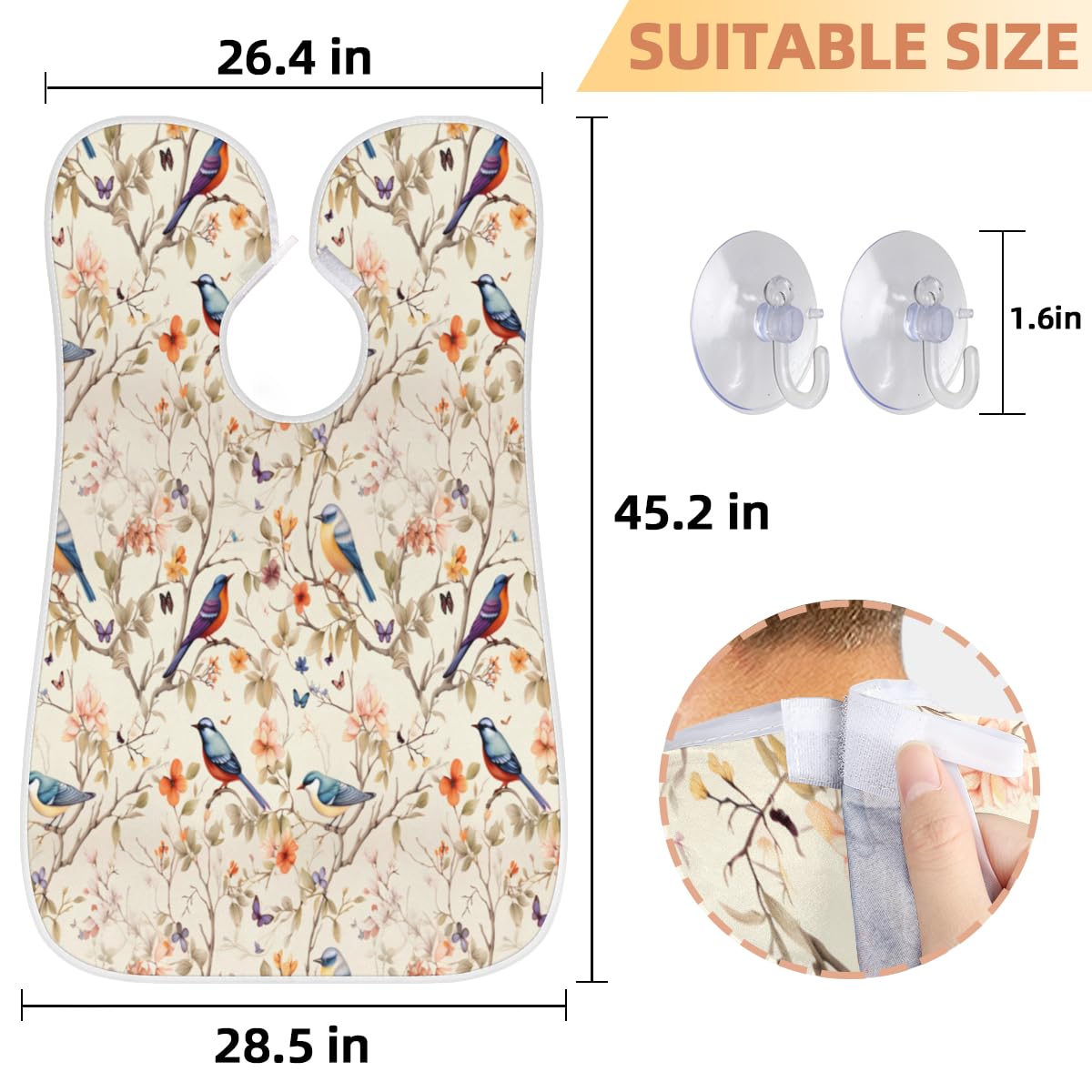 Men's Floral Bird Print Shaving Bib - Waterproof Beard Hair Catcher Apron for Grooming, Hair Dye & Makeup - Salon & Home Use Sink Protector - Perfect Gift for Barbers & Stylists