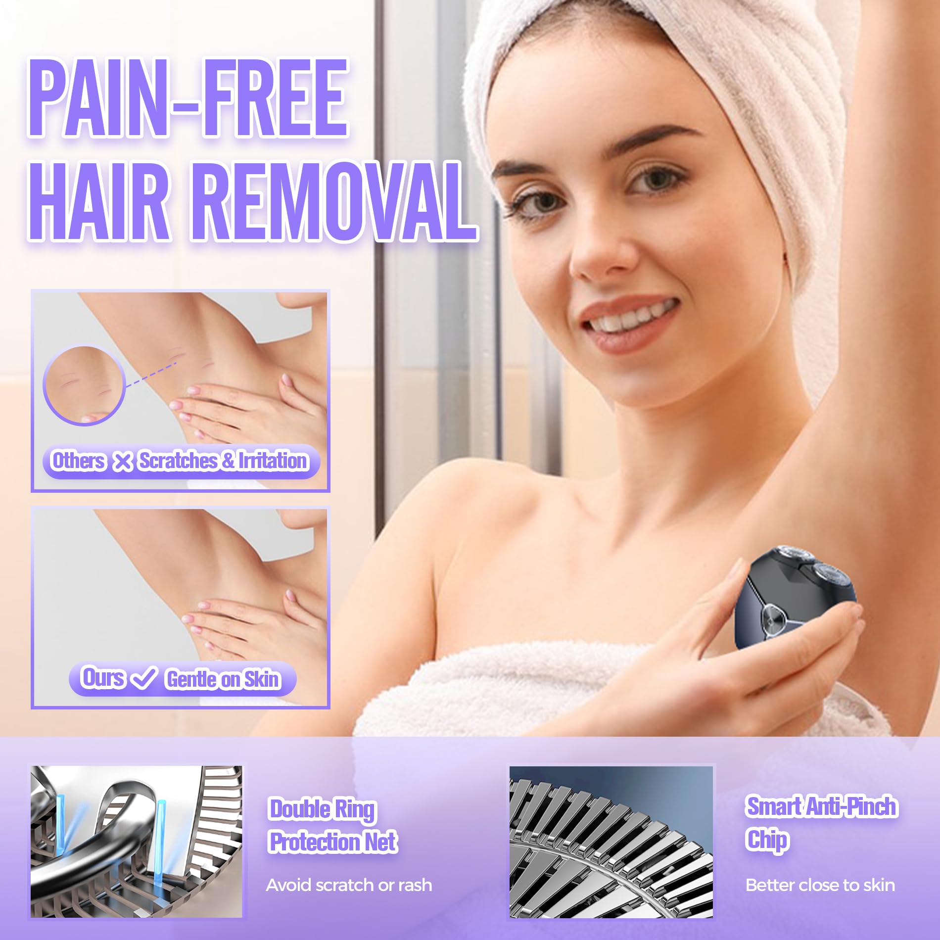 Best Women's Electric Razor & Face Shaver - Pubic Hair Trimmer for Bikini, Underarm & Facial Hair Removal | Smooth Shaving for Sensitive Skin | Perfect for Travel, Gym & Daily Grooming