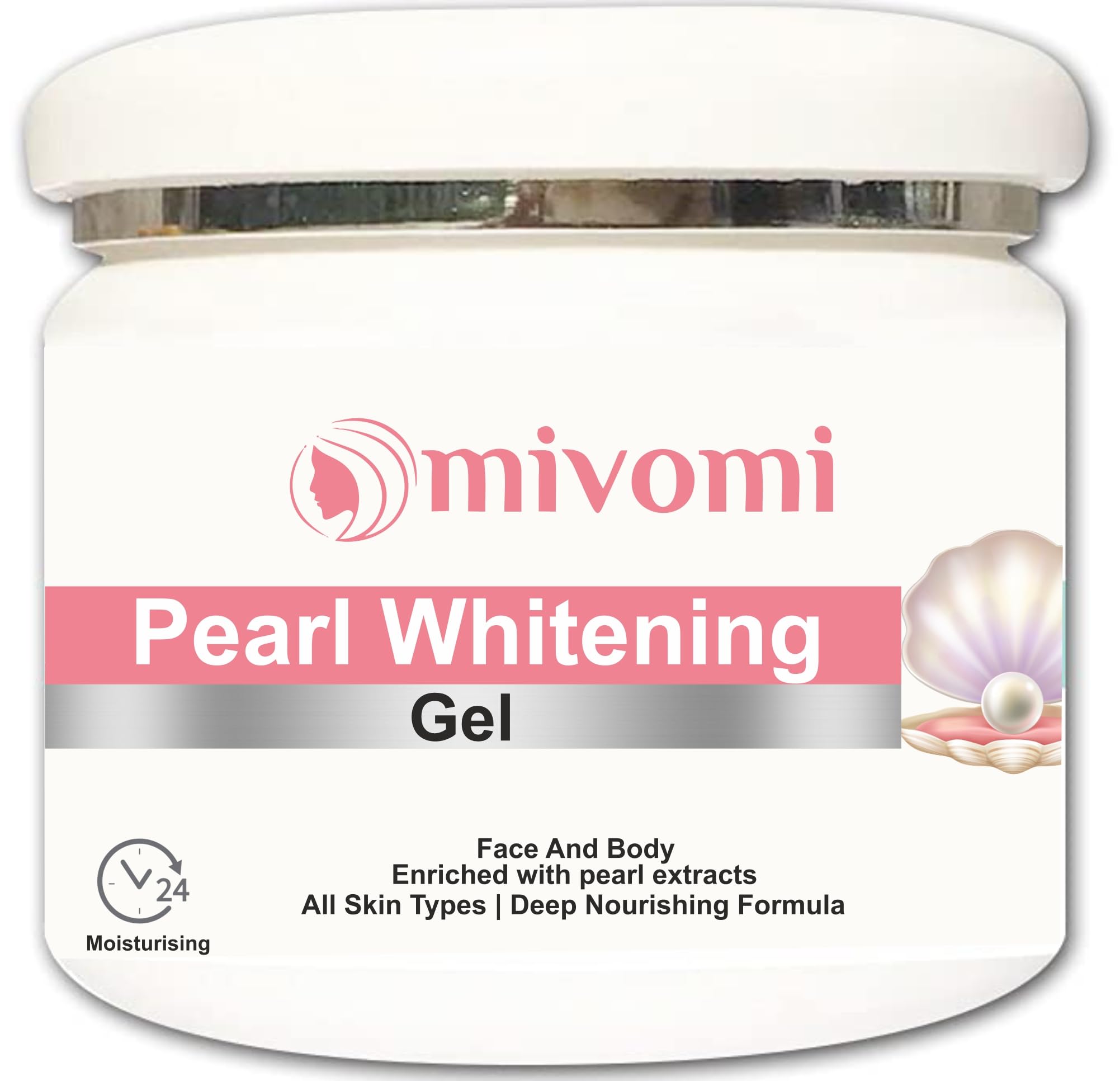MIVOMI Pearl Whitening Gel 250ml - Brightening Face & Body Cream for Glowing Skin | Perfect for Daily Skincare Routine & Special Occasions