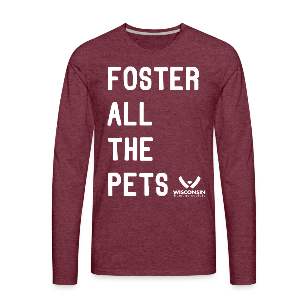 Foster All the Pets Classic Premium Long Sleeve T-Shirt for Animal Lovers - Comfortable Cotton Shirt for Dog Cat Rescue Volunteers, Shelter Workers & Pet Adoption Events
